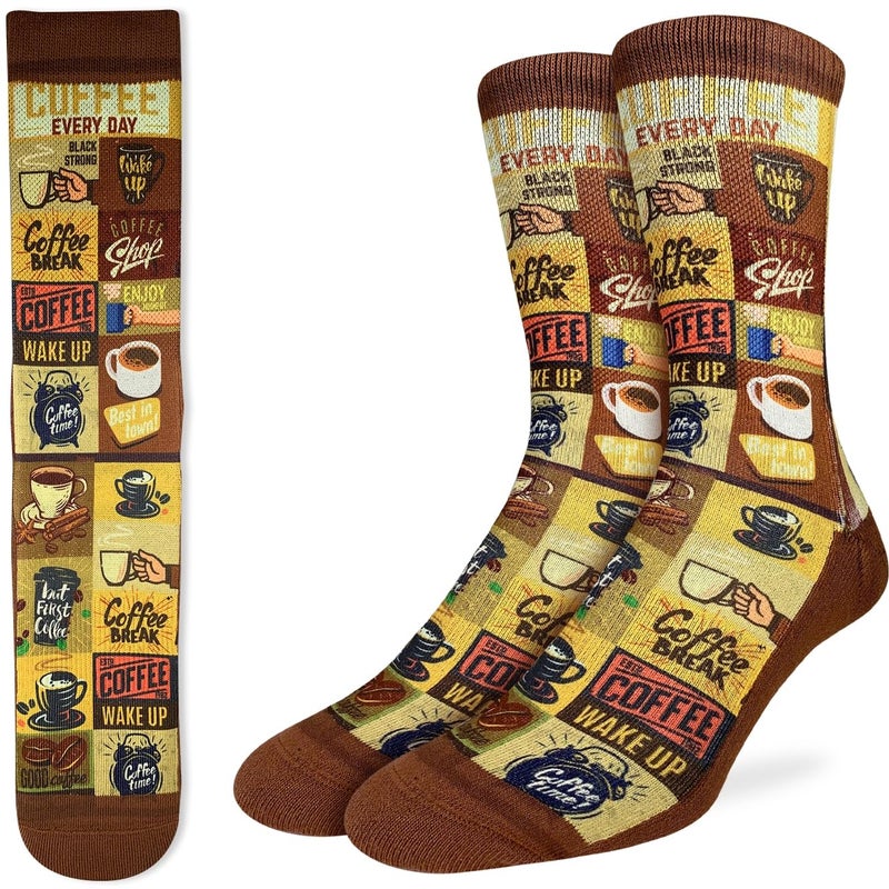 Good Luck Sock Men's Coffee Time Socks, Adult, Shoe Size 8-13 - Image 1